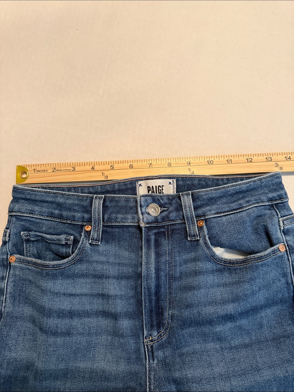 Paige High Rise Laurel Canyon Bootcut Jean Medium Wash Zane Size 27 - Picture 5 of 16